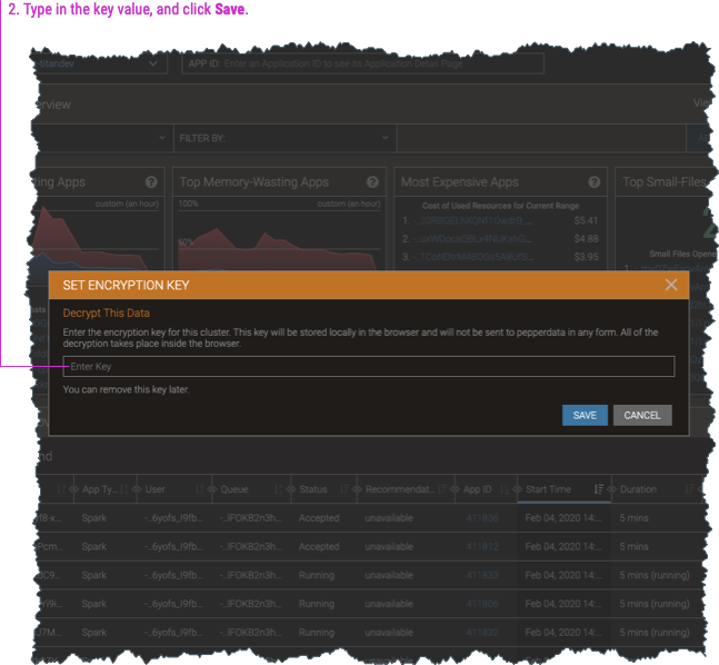 Screenshot of entry form for encryption/decryption key